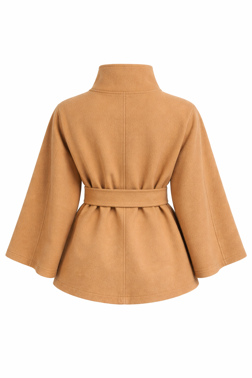 Cape-Jacke mit Stehkragen & Bindegürtel